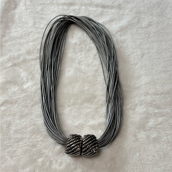 Gray and sterling silver necklace.  Made in Israel. - Picture 12 of 14